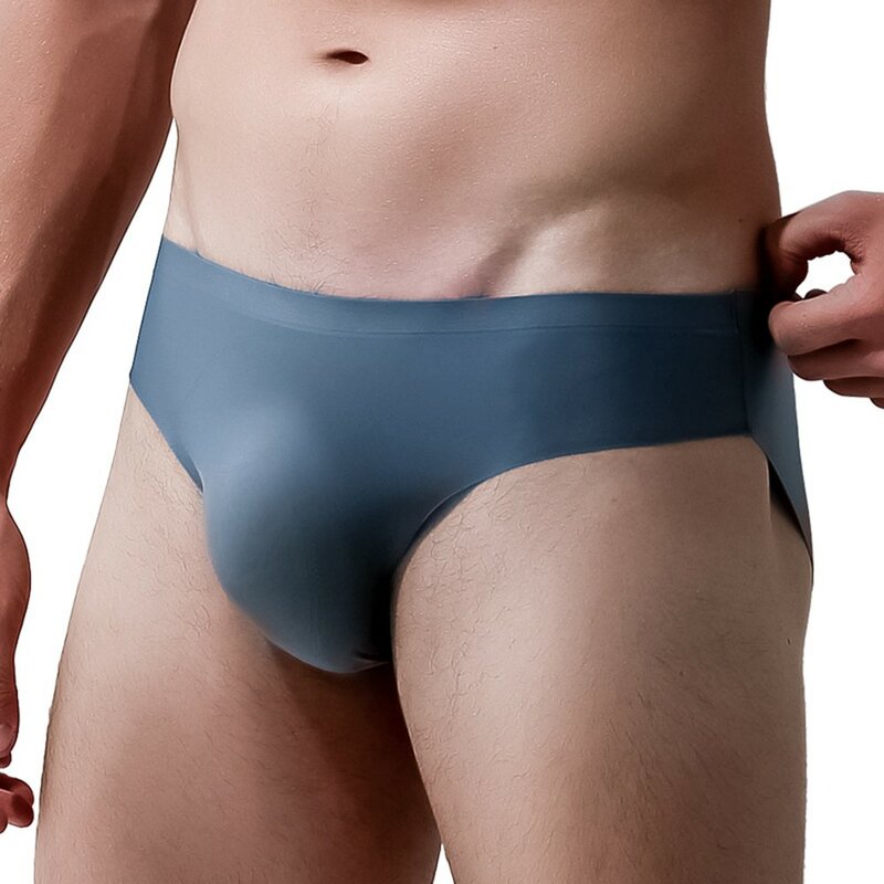 Men Boxer Briefs Ice Silk Underwear Seamless Panties Hombre U Convex Lingerie Sexy Bikini Thong Comfort Silky Swim Underpants