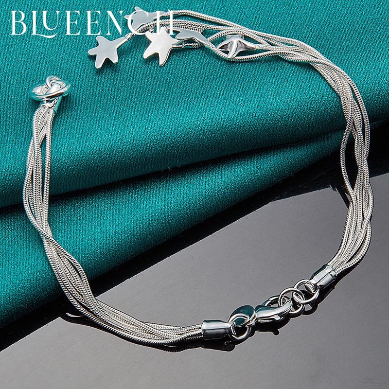 Blueench 925 prata esterlina borla estrela pulseira para festa feminina namoro moda personalidade jóias