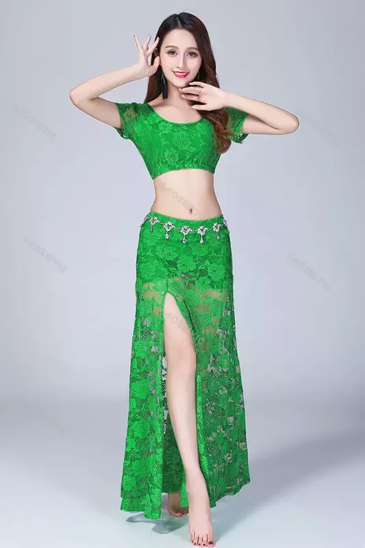 Belly dance ladies practice clothes dance popular sexy Indian dance performance clothes large size lace suit