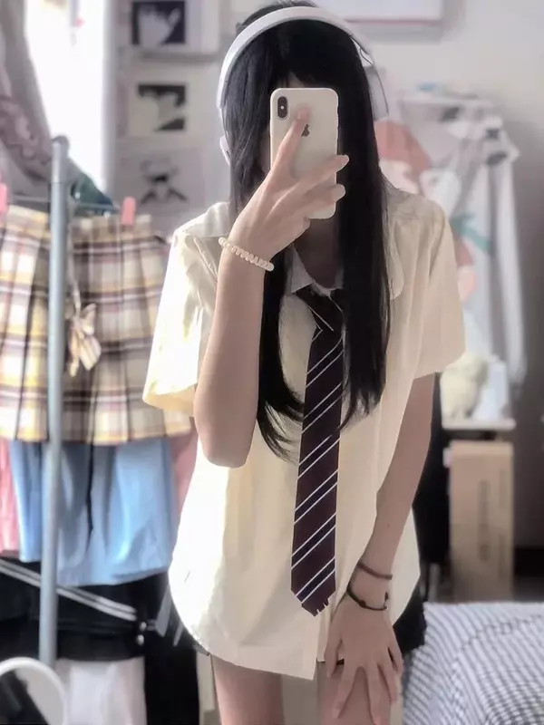 Camisa de uniforme Jk para mujer, Top básico a juego con todo, Falda plisada, traje de dos piezas, hecho en Japón, material escolar