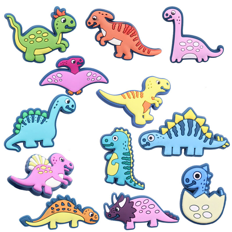 Gorąca wyprzedaż 1-12 szt. Amulety do butów dinozaura Tyrannosaurus Rex Triceratops akcesoria buty ogrodowe dekoracja dla dzieci X-mas prezent