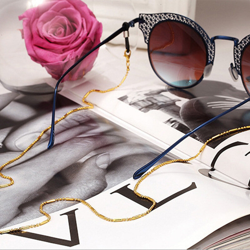 여성용 낙하 방지 안경 코드 목걸이, 안경 DIY 액세서리, 패션 선글라스 체인 실린더 비드 체인, 75cm, 1PC
