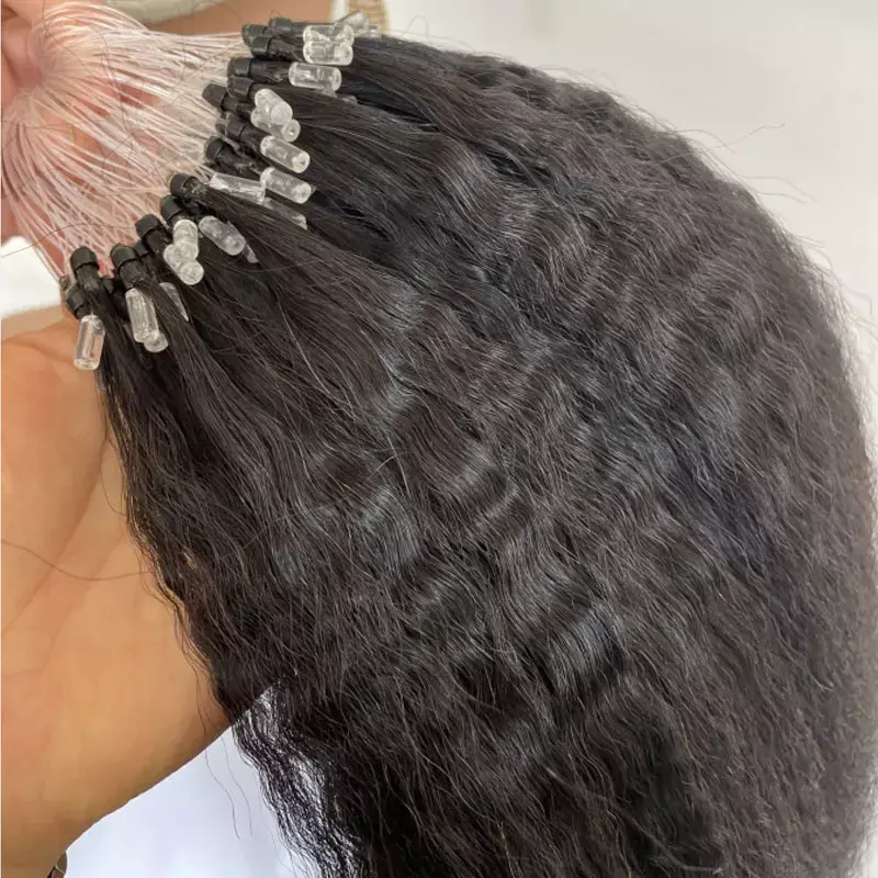 Kinky Straight Microlink Hair Extensions Human Hair Loop Rings Natural Black Brazilian Micro Links Human Hair For Black Women
