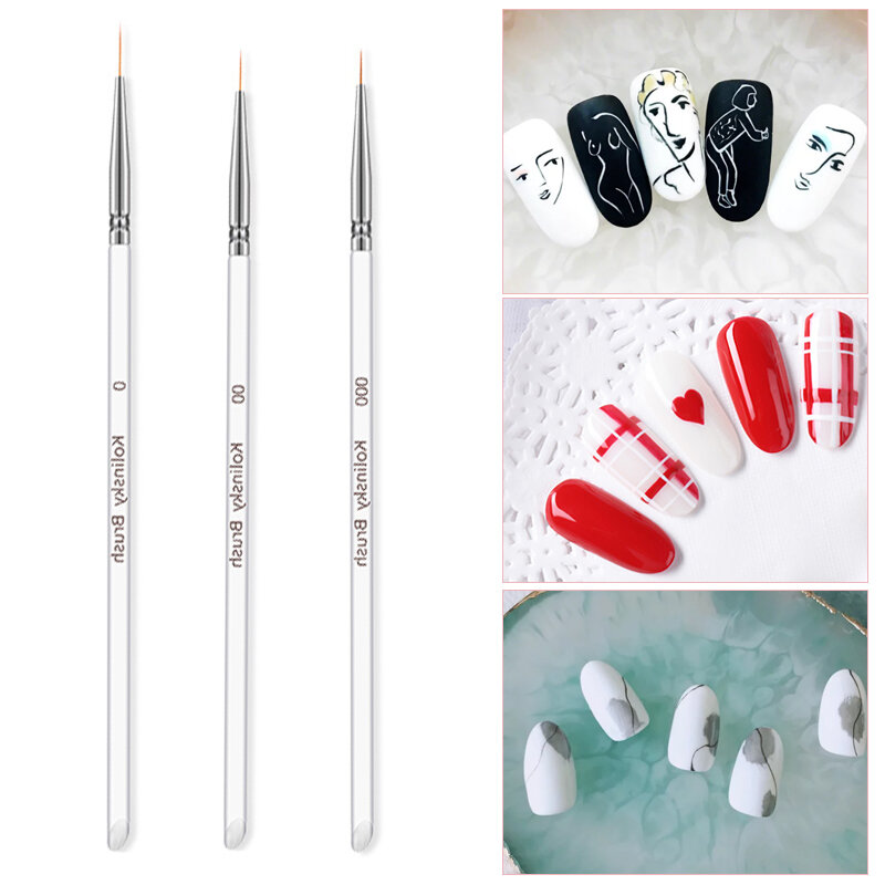 2022 NEW 3Pcs/Set Gel Nail Art Line Painting Brushes Crystal Acrylic Thin Liner Drawing Pen Set Fashion Nail Art Manicure Tools