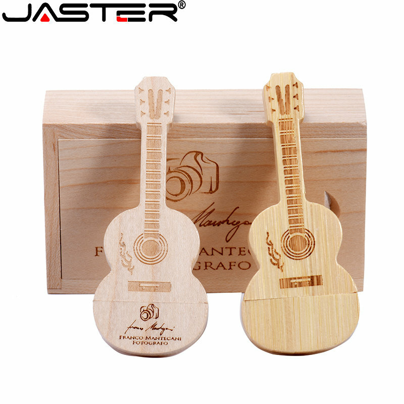 Drewniana gitara pamięć USB 64GB darmowe własne LOGO drewniane pudełko + pen-drivy 32GB fotografia ślubna prezenty pendrive 16GB 8GB