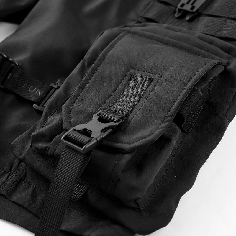 Summer Baggy Multi Pocket City Tactical Y2K Cyber Punk Streetwear Male Capris Pants Techwear Cargo Shorts For Men Black