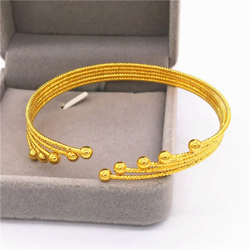 Модный Медный позолоченный вьетнамский песочный золотой простой открывающийся браслет долговечный Европейский доллар Позолоченные Свадебные украшения