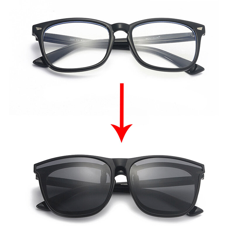 Fotocromático Vintage Clip-On óculos de sol para homens e mulheres, Night Vision Driving Goggles, cor mudando, mudando