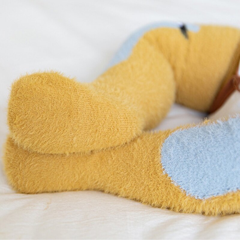 Зимние мягкие носки для новорожденных с милым мультяшным принтом