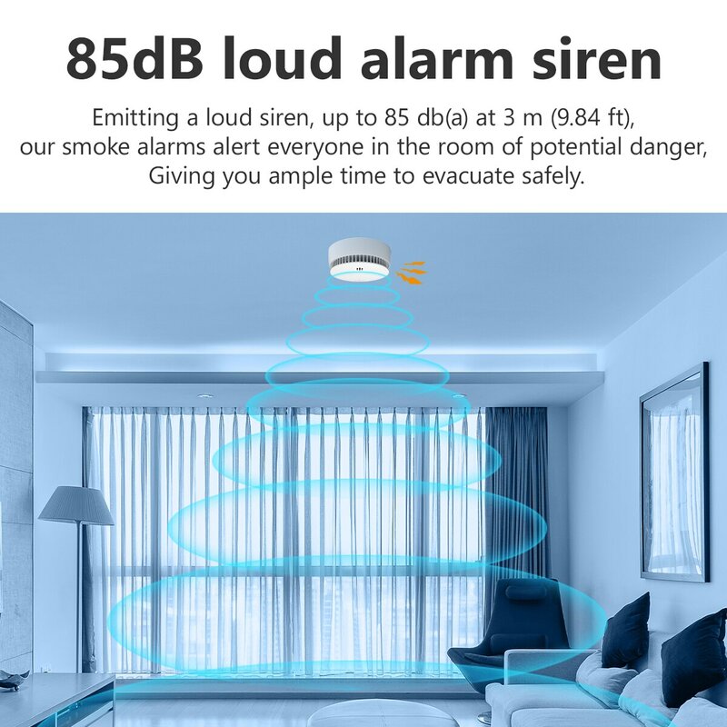 IMOU Standalone Smoke Alarm with 10 Year Lithium Battery Operated 85DB Buzzer Insect Water Wapor Proof