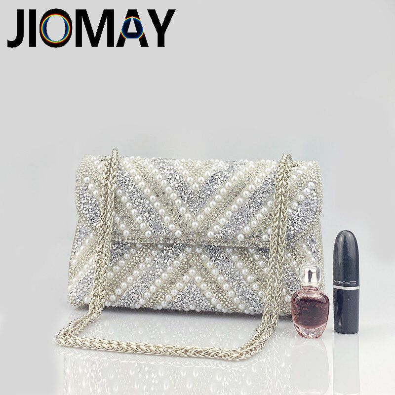 JIOMAY Glamorous Shoulder Bags  Luxury Designer Bags Portable Purses for Women ​For Wedding Tote Bag New Fashion Pearl Purse