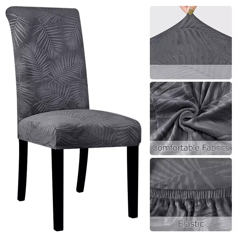 Funda de tela de terciopelo para silla, cubierta supersuave para comedor, lujosa, elástica para asiento de oficina y banquete