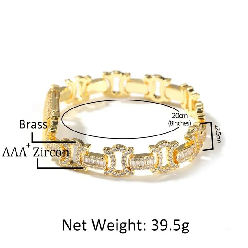 Uwin-collares de eslabones de circonita cúbica, cadena Bizantina de 12,5mm, Color dorado, pavé, joyería parpadeante de lujo, moda de hip hop