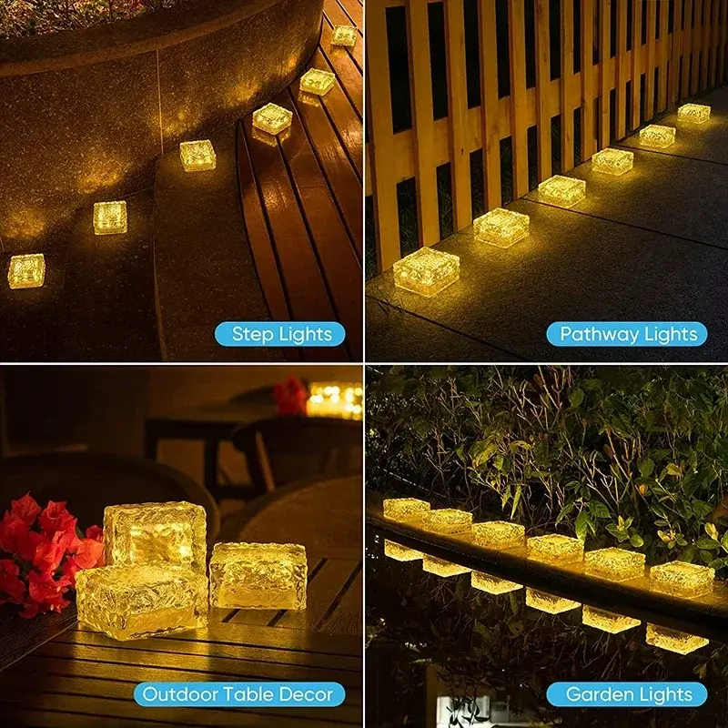 Solar LED Ice Cube Brick Lights, impermeável, Stair Step, Paver Lamp, quintal, pátio, gramado, decoração do jardim, ao ar livre, 1 LED