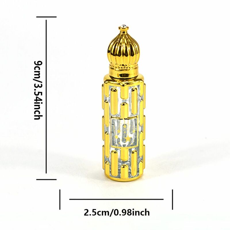 Botol parfum kosong mewah 15ML, isi ulang minyak esensial botol Roll On portabel Vintage emas Bronzing botol Roll-on
