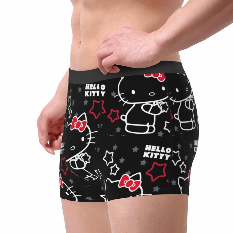 Ropa interior de Hello Kitty para hombre, Bóxer blanco Sanrio Kitty, pantalones cortos suaves, bragas