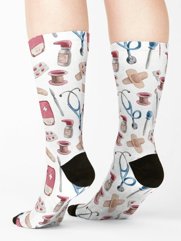 Calcetines deportivos con estampado médico para hombre y mujer, medias de Hospital para enfermeras y médicos, novedad