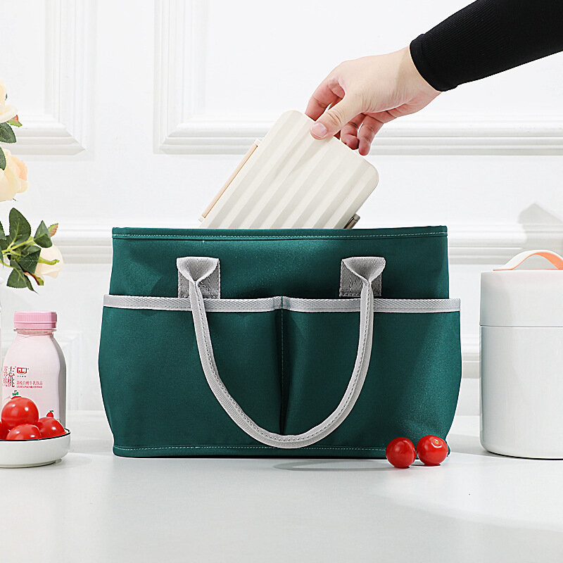 Водонепроницаемая Портативная сумка для ланча из ткани Оксфорд, вместительные теплоизолированные сумки, коробка для бенто, сумка для пикника и еды для женщин