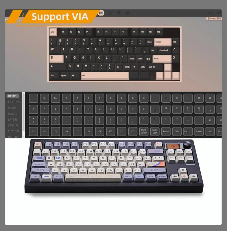 GMK87 Mechanical Keyboard KIT With Display Screen RGB Backlit Gasket Structure Gaming Hot Swap Keyboard for VIA Customized