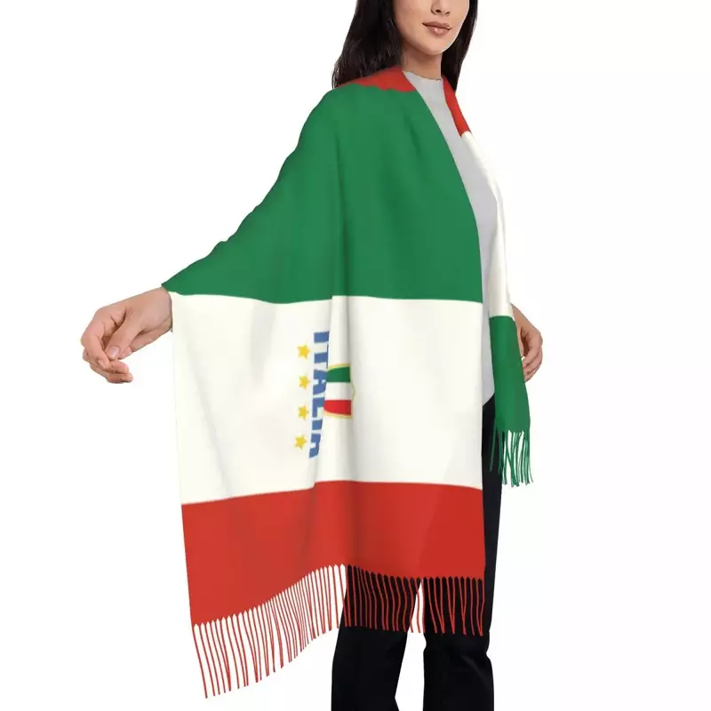 Bandiera dell'italia sciarpa Wrap donna lungo inverno autunno caldo scialle nappa sciarpe Unisex