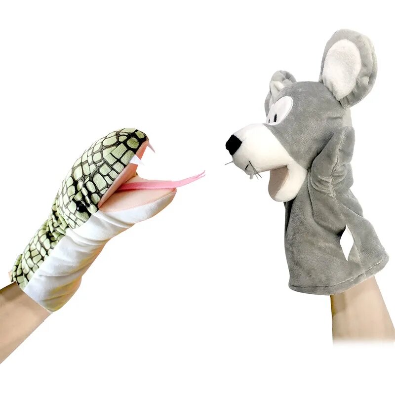 Marioneta de dedo de mano de Animal para niña, juguetes educativos para bebés, simulador de tiburón, oso Zorro, juguetes de peluche suaves, juego de muñecas de Anime