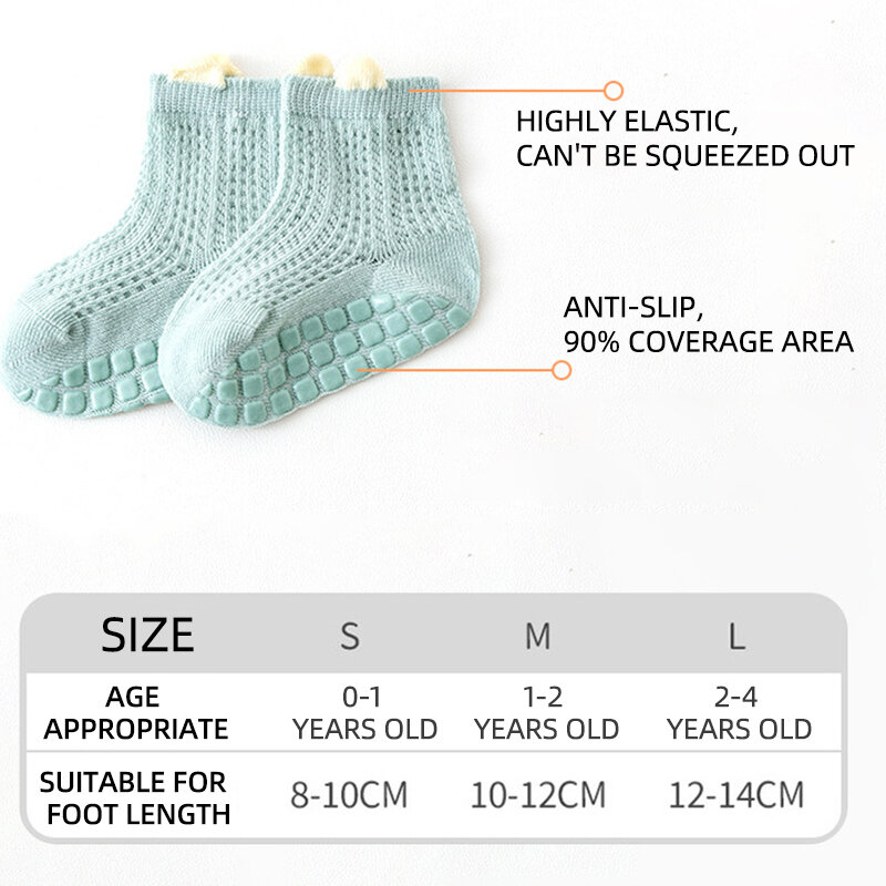 Conjunto de meias curtas para bebê de 1 a 3 anos, feito de algodão macio, antiderrapante, malha, acessórios de verão, presente para meninas e menino, conjunto de 3 peças