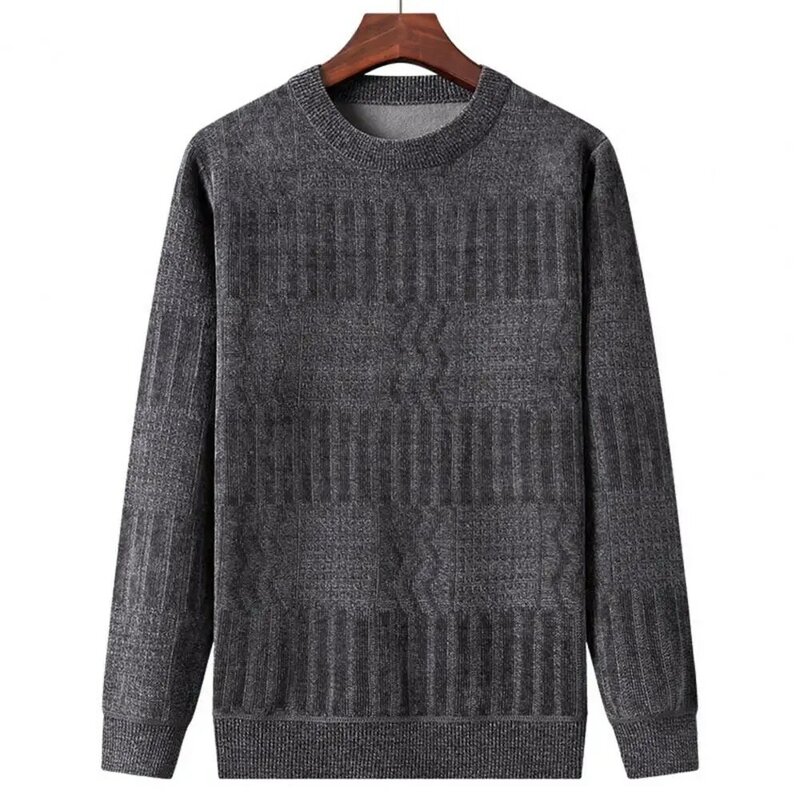 Suéter de cuello redondo para hombre, suéter de punto grueso y cálido, elegante, con opciones de talla grande, Otoño e Invierno