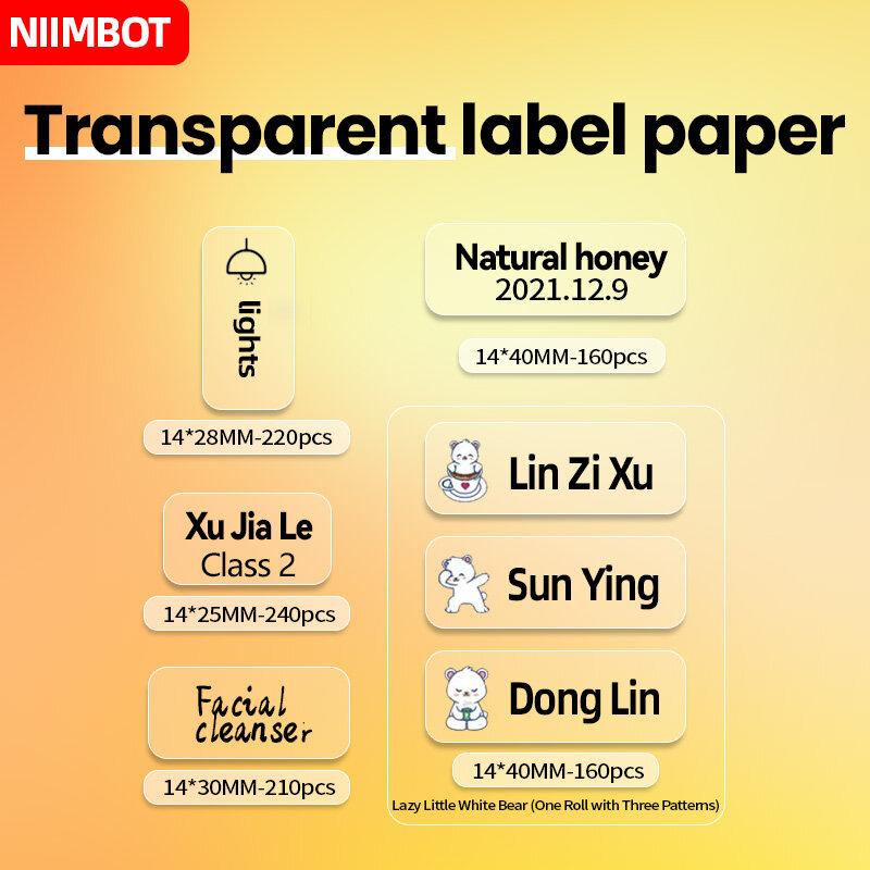 Niimbot przezroczysty Mini drukarka etykiet samoprzylepny przenośny wodoodporny papier olejowy taśma z etykietami do D11 D110 D101 etykieta Pr