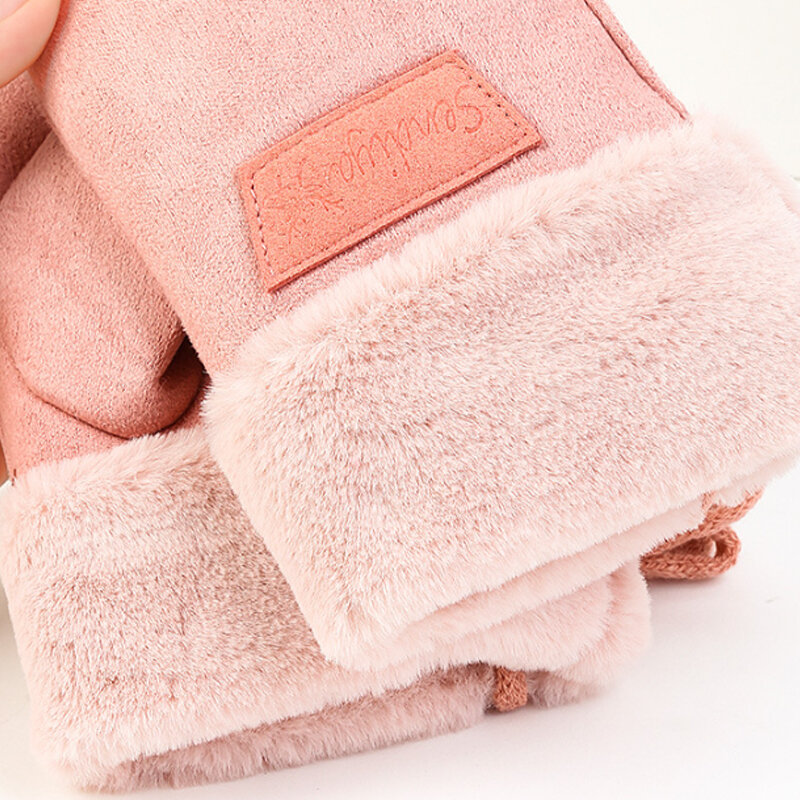 ถุงมือฤดูหนาวสำหรับผู้หญิงสีทึบ, ถุงมือห้อยคอถุงมือหนาอบอุ่นสำหรับฤดูหนาว