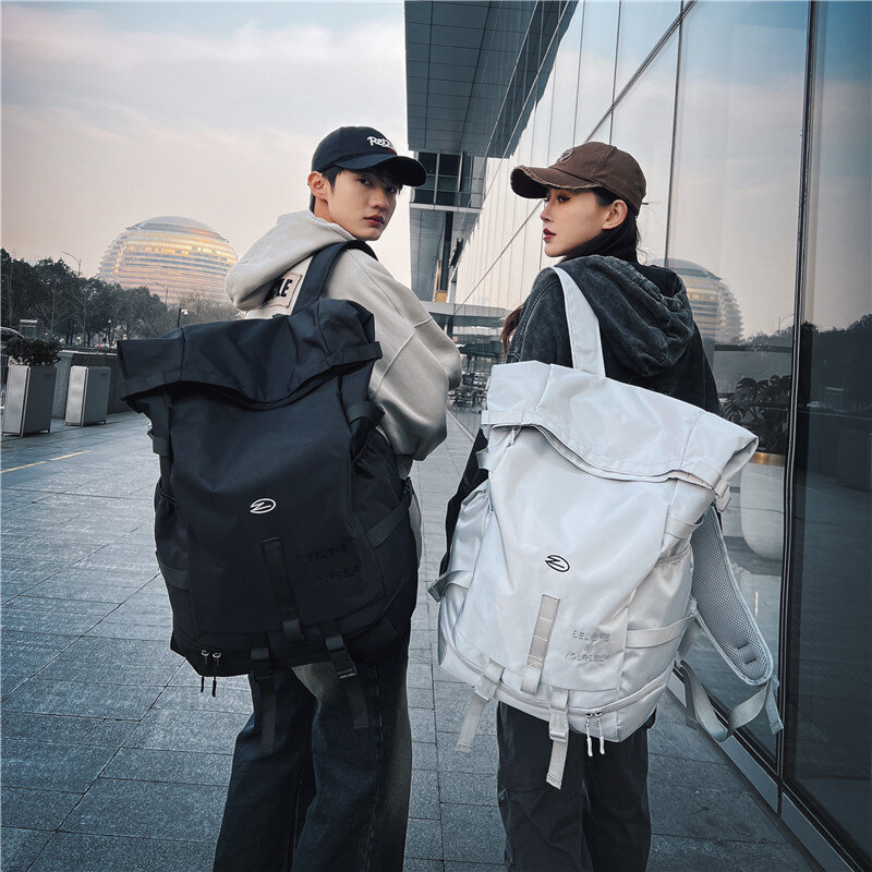 Mochila de calle de gran capacidad para hombre y mujer, bolso de moda para ocio al aire libre, Unisex