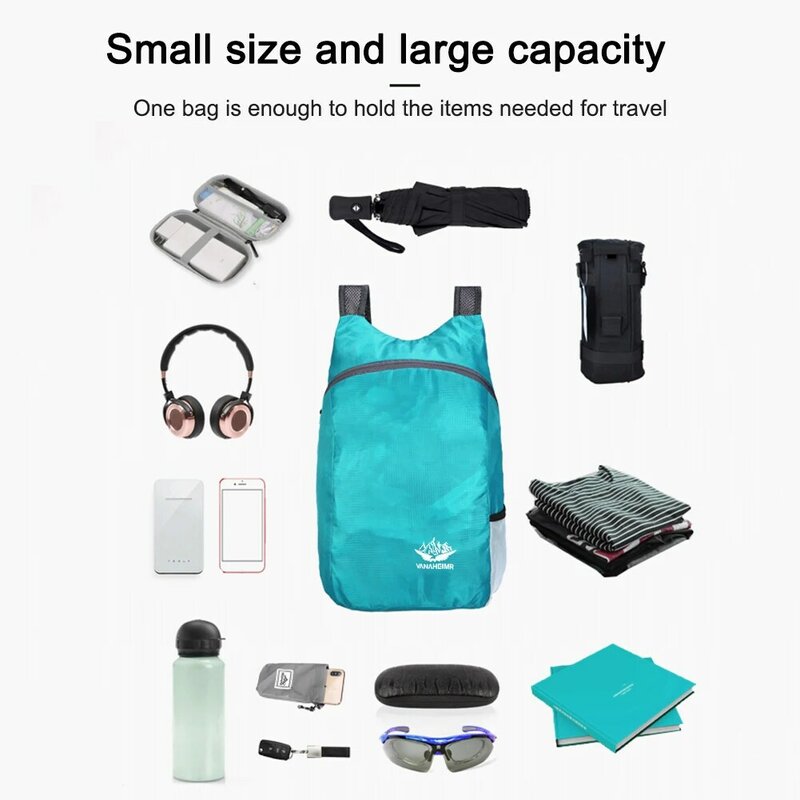 Sac à dos d'alpinisme léger portable, sac à dos d'extérieur, sac à dos pliable, sac de jour étanche, voyage, randonnée, cyclisme