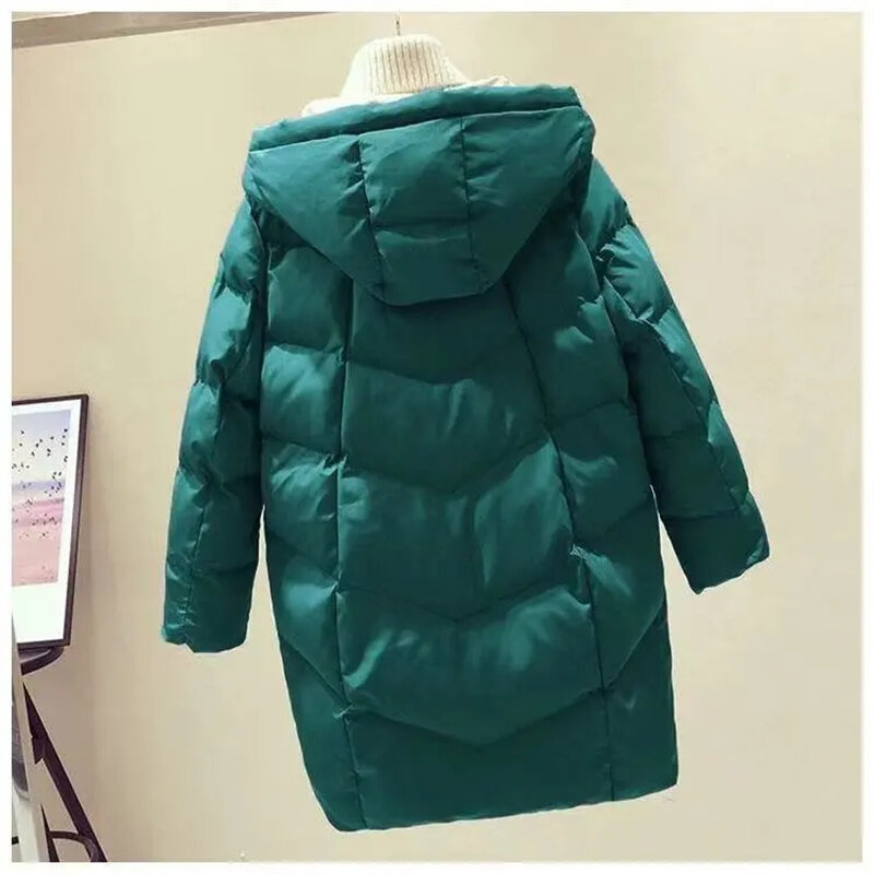 Новинка 2023, парка с капюшоном, зимняя куртка, женское повседневное однотонное плотное теплое пальто, женское модное Свободное пальто с хлопковой подкладкой, пальто большого размера