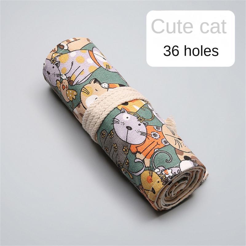 Stationery Box Holes Canvas Material Has Many Uses Firm Thread Save Space Pencil Case Pen Grey Elastic Socket