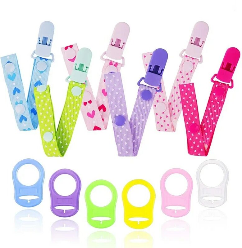 Baby Pacifier Clips Boys Girls Teeth Toy Fixing Straps and Silicone Spacer Sets Two Adjustable Lengths Cartoon Teething Pictures