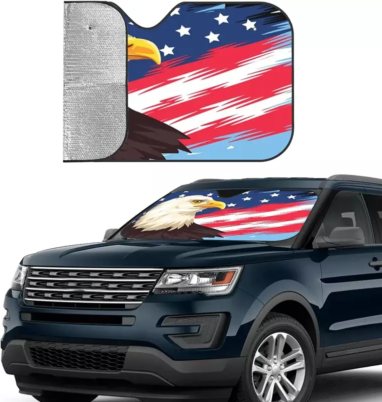 Забавный складной солнцезащитный козырек на лобовое стекло автомобиля, защита от УФ-лучей, флаг США, Орел, господин