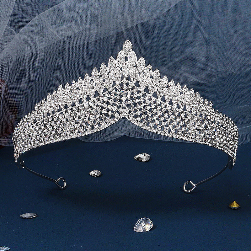 Mahkota kristal elegan mewah, aksesori rambut Tiara untuk pesta ulang tahun wanita, pernikahan, Prom, aksesori kepala