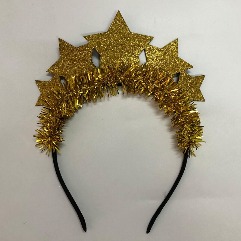 Glitter Star Hair Hoop New Year Headbands Christmas Party Tinsel Photo Props Decoration Holiday Supplies