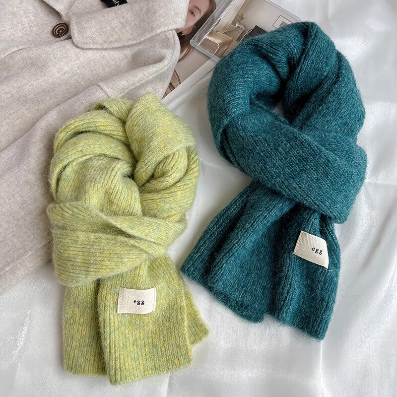 Women Winter Thicken Warm Soft Shawls Wraps Female Pure Color Knitted Long Scarf For Women