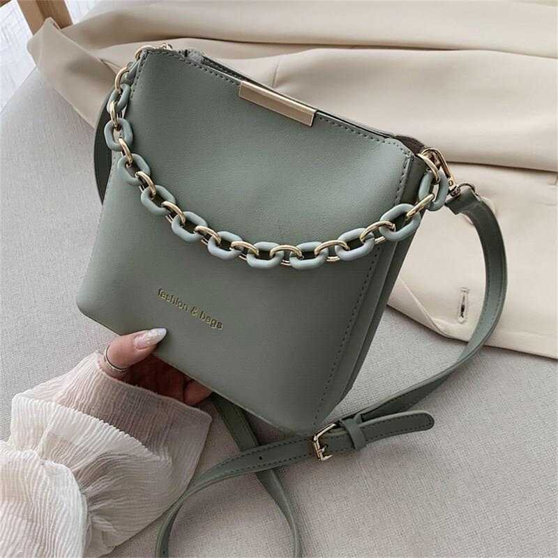 Iskybob Women Tote Bags Designer High Quality Leather Ladies Handbag Chain Shoulder Crossbody Bag Female Shopping Messenger Bags