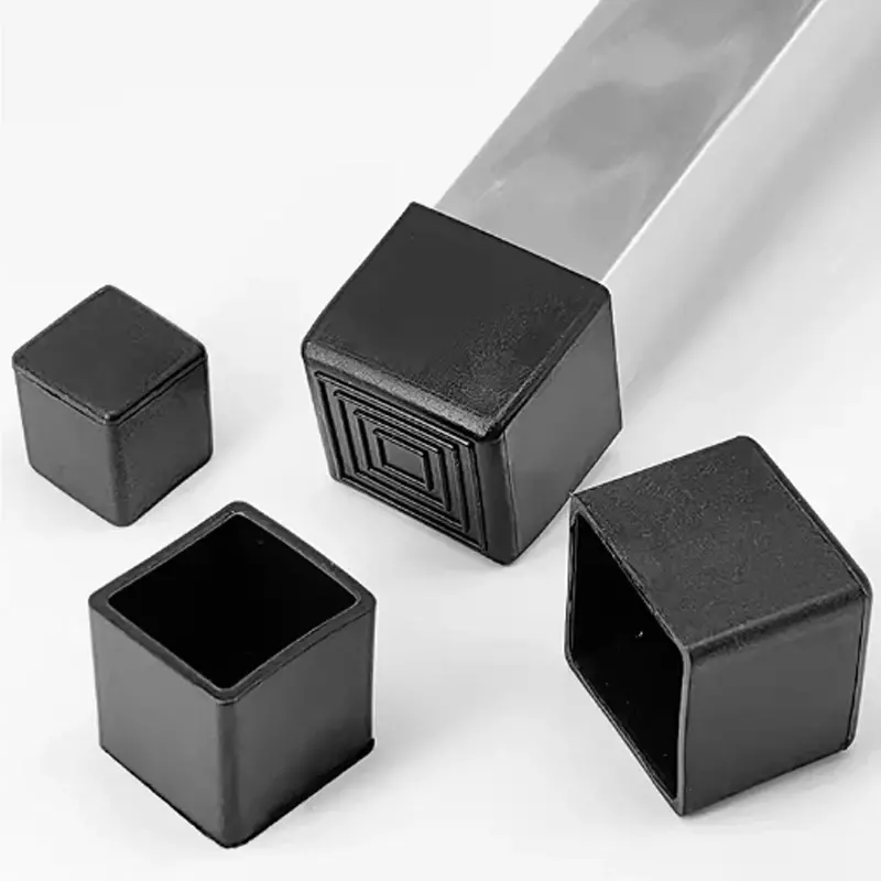 Cubierta rectangular de PVC para patas de mesa, protectores antideslizantes y silenciosos, color negro, 2/4/8 piezas