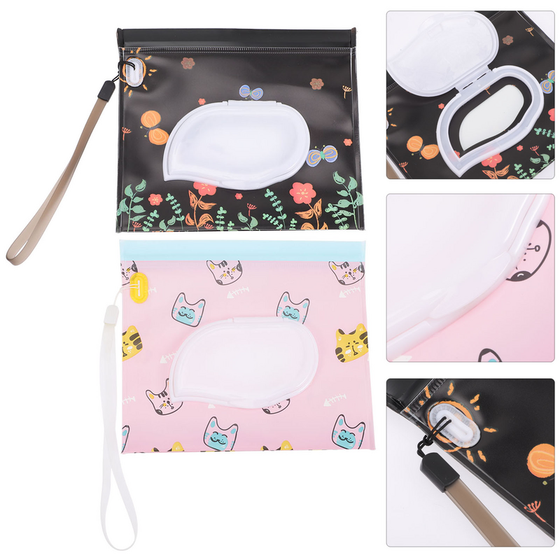 4 Pcs Baby Face Wipes Bag Dispenser Holder Extractive Eva Reusable Pouch Wet Container Travel