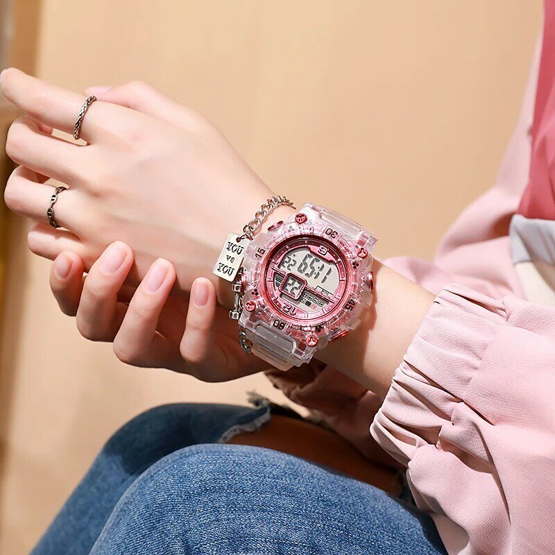 reloj Digital de moda para mujeres y hombres, reloj deportivo de lujo, diseño transparente, reloj de pulsera electrónico