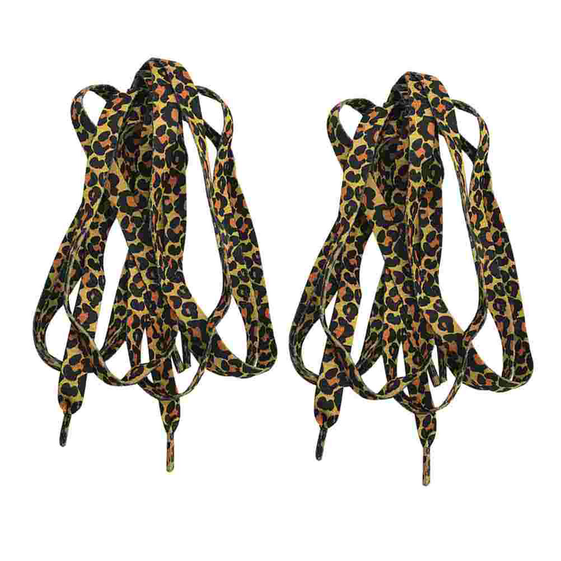 2 Paar Polyester Schnürsenkel Punkte Schuhe Zubehör strap azier fähige Schuh binder (Leopard)