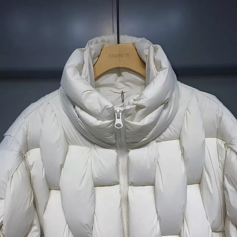 Winter Parkas gepolsterte Jacke Männer Mode Luxus Designer quadratische Webart hohen Kragen warmen Mantel Mann schwarz lose Puffer Bubble Jacket