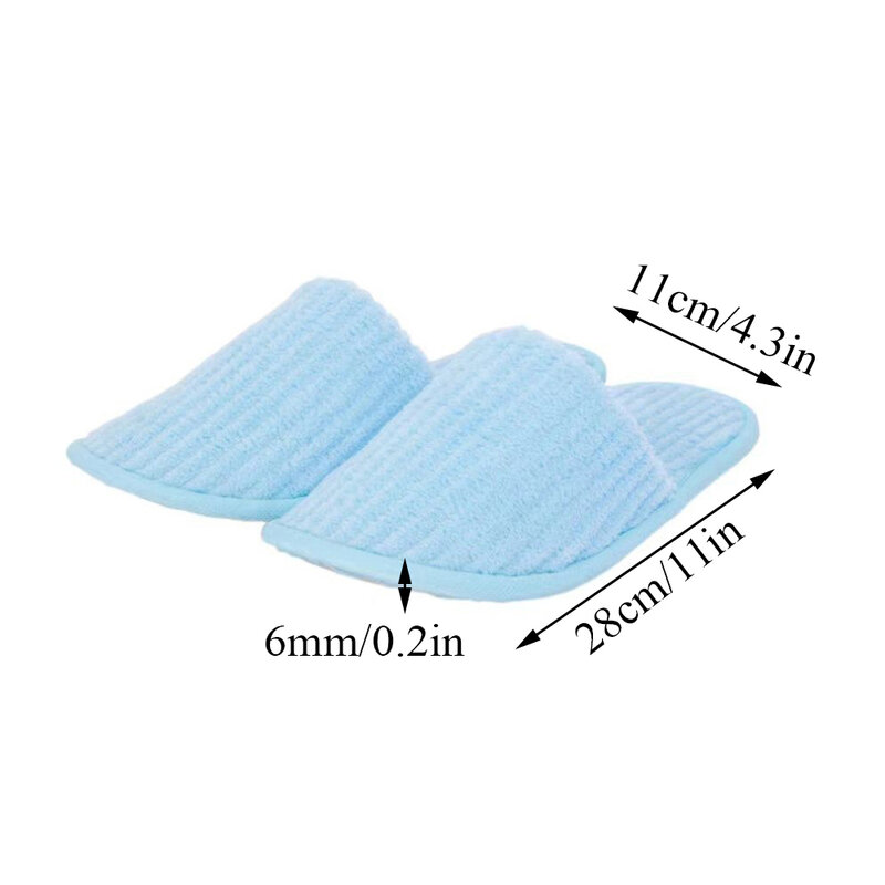 1 Pair Disposable Slippers  Women Men Hotel Guest Indoor Slipper Solid Color Soft Coral Fleece Closed Toe Non-Slip Slippers