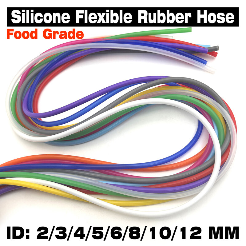 Tuyau Flexible en caoutchouc de qualité alimentaire, en Silicone, connecteur d'eau coloré, diamètre de 1 mètre, 2 3 4 5 6 7 8 9 10 12 mm