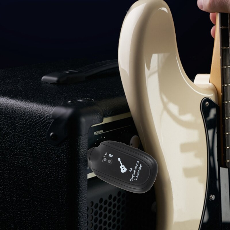 UHF guitarra sistema sem fio transmissor e receptor, built-in recarregável