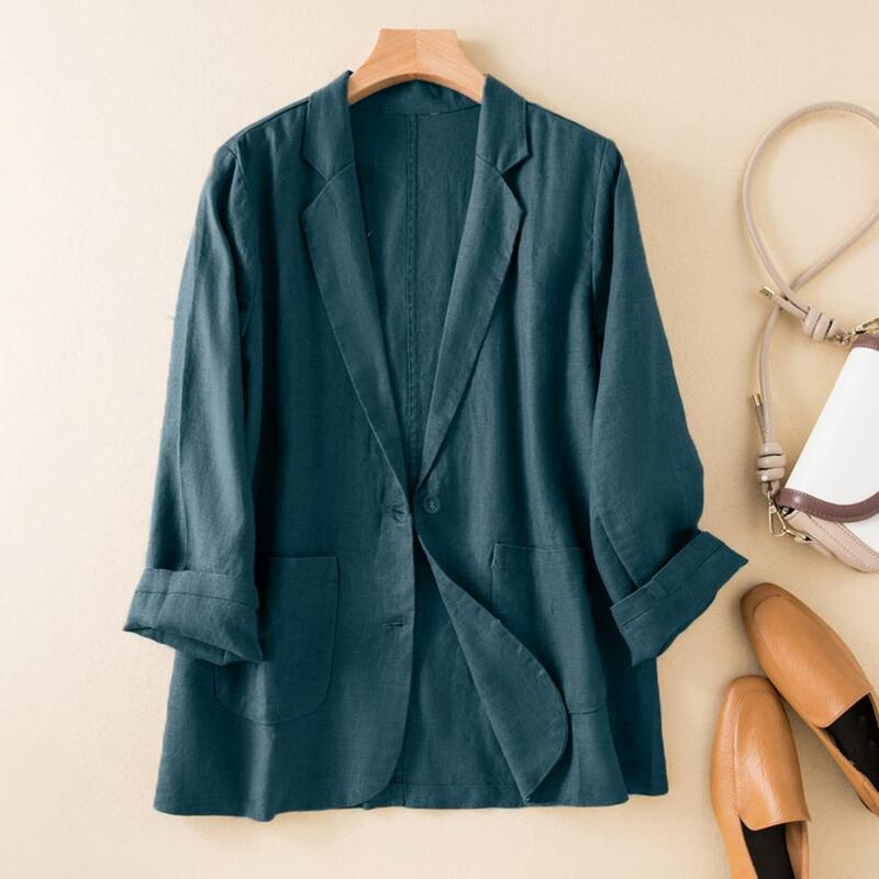 여성용 라펠 긴팔 세트 코트, 비즈니스 아웃웨어, 캐주얼 세트 코트, 긴팔 싱글 브레스트 재킷, 단색