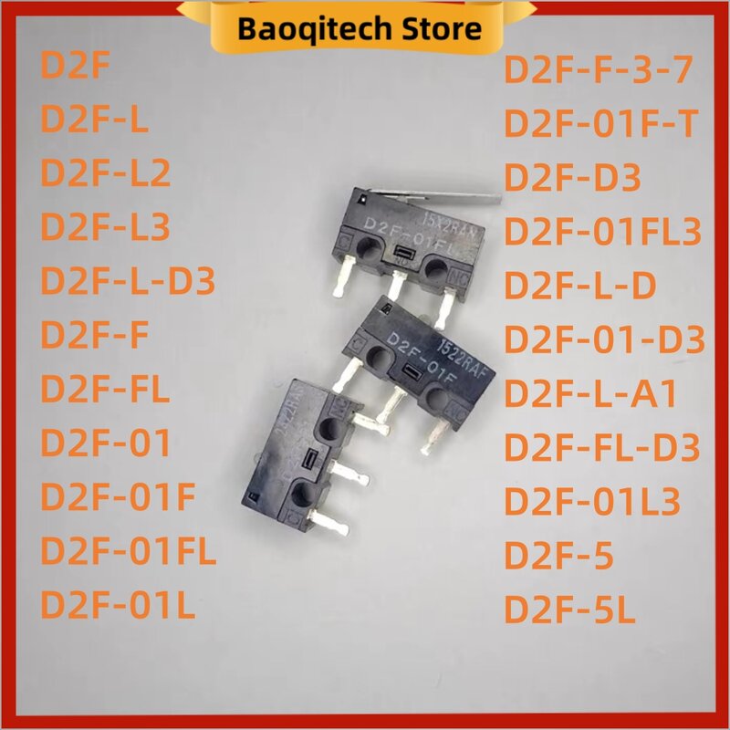 D2F - L L2 L3 01L L-D3 Snap Action N.O./N.C. SPDT Pin Plunger 3A 125VAC 30VDC 1.47N Travel micro switch for Omron mouse switch