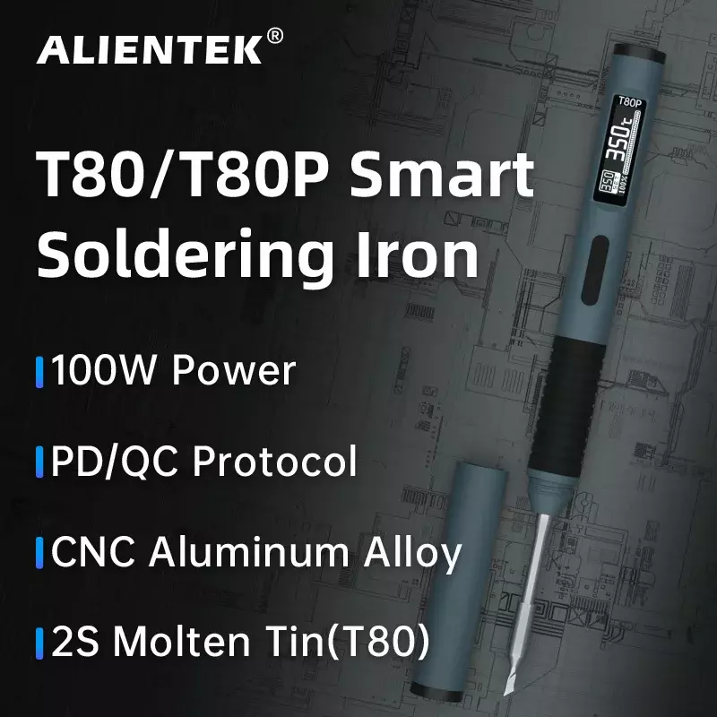 ALIENTEK-soldador inteligente T80 T80P PD, 65W, QC, temperatura constante ajustable, herramientas de reparación de soldadura eléctrica portátil
